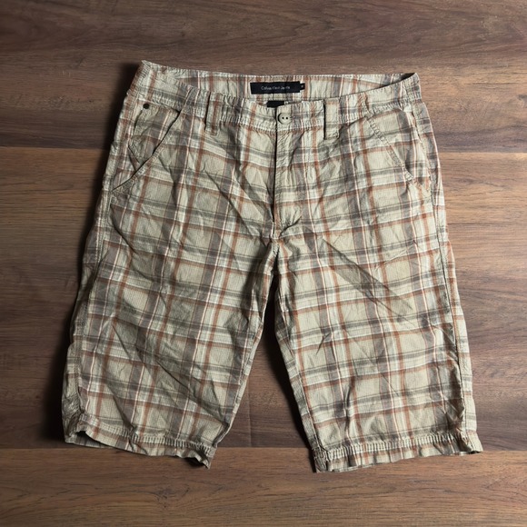 Calvin Klein Jeans Other - Y2K Calvin Klein Jeans Mens 32 Plaid Shorts Tan Brown Check Flat Front Cotton
